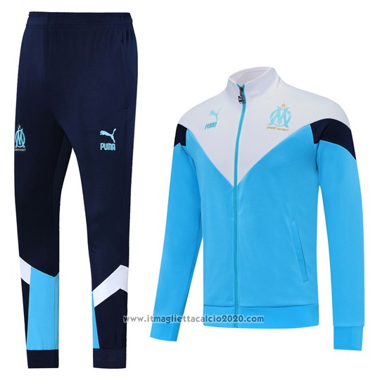 Tuta da Track Giacca Olympique Marsiglia 2020 2021 Blu e Bianco